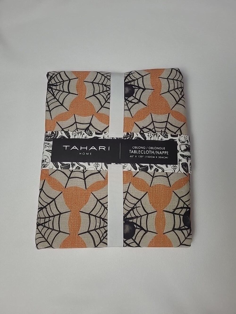 Tahari Tablecloth Halloween Spider With Spiderwebs Tablecloth Oblong 60"x84"